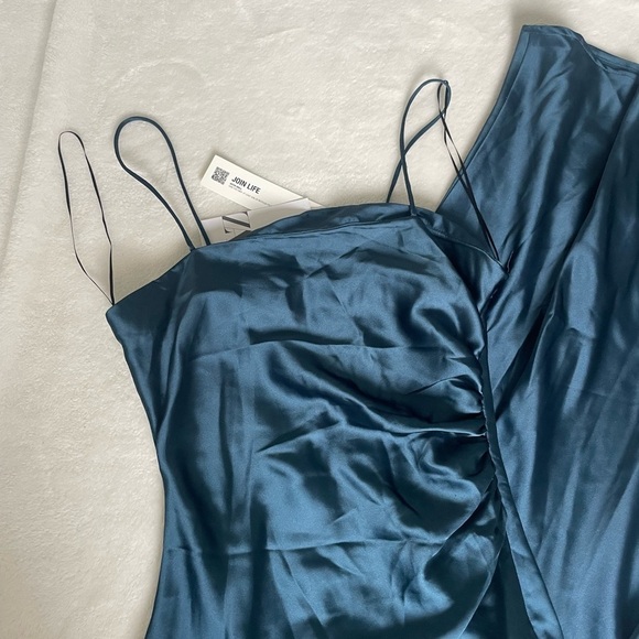 Zara Midnight Blue Satin Midi Dress - Picture 4 of 11